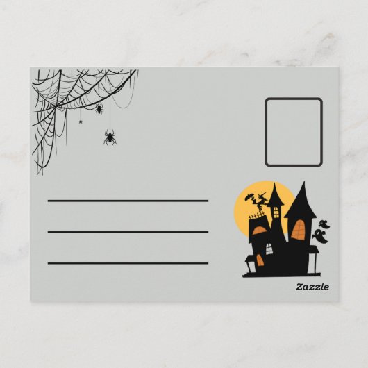 Black Minimalist Happy Halloween Briefkaart (Achterkant)