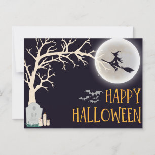 Black Minimalist Happy Halloween Briefkaart