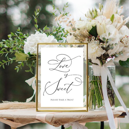 Black minimalist Love is Sweet Dessert Bar Pedesta Foto Afdruk