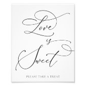 Black minimalist Love is Sweet Dessert Bar Pedesta Foto Afdruk (Voorkant)