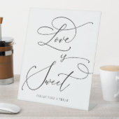 Black minimalist Love is Sweet Dessert Bar Pedesta Reclamebord Met Voetstuk (Insitu)