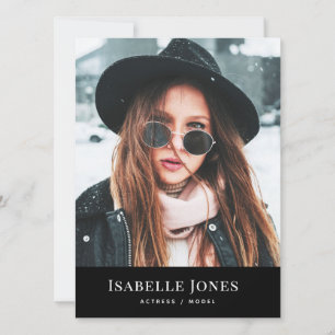 Black Minimalist Model Actor 3 Photo Comp Kaart