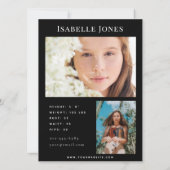 Black Minimalist Model Actor 3 Photo Comp Kaart (Achterkant)