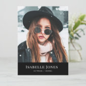 Black Minimalist Model Actor 3 Photo Comp Kaart (Staand voorkant)