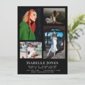 Black Minimalist Model Actor 4 Photo Comp Kaart (Staand voorkant)