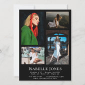 Black Minimalist Model Actor 4 Photo Comp Kaart (Voorkant)