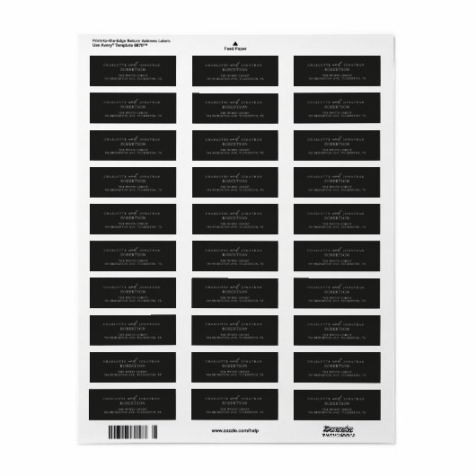 Black minimalist Modern Elegant Etiket (Full Sheet)