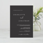 Black minimalist Modern Elegant Wedding Invitation Kaart (Staand voorkant)