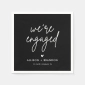 Black Minimalist Modern Engagement Party Servet (Voorkant)