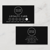 Black Minimalist Modern Logo 6 Punch Reward Klantenkaartje (Voorkant / Achterkant)