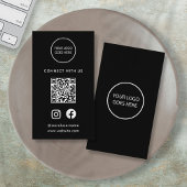 Black Minimalist Modern Social Media Logo QR-code Visitekaartje