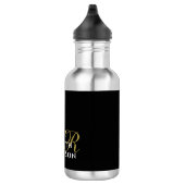 Black Minimalist Monogram Gold White Elegant Men Waterfles (Rechts)