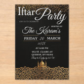 Black Minimalist Mosque Ramadan Iftar Party  Acryl Uitnodigingen (Voorkant)