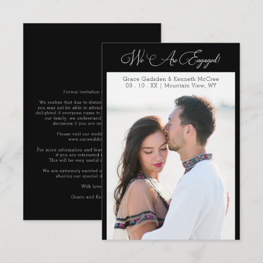 Black Minimalist Personalized Photo Elegant Script (Voorkant / Achterkant)