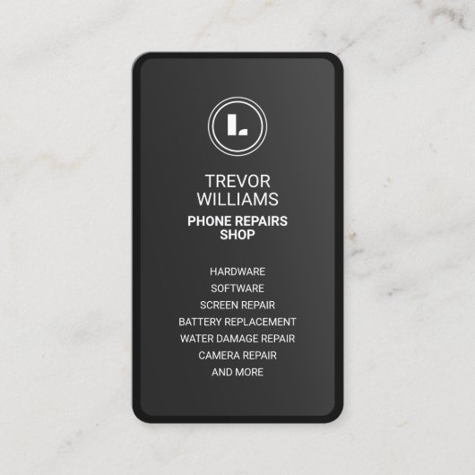 Black minimalist phone shape Business Card Visitekaartje (Voorkant)