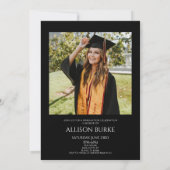 Black Minimalist Photo Arch Afstudeerfeest Kaart (Achterkant)