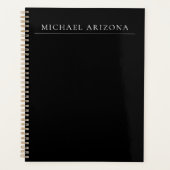 Black Minimalist Plain Modern Own Name Planner (Voorkant)