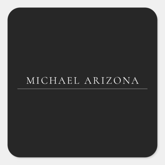 Black Minimalist Plain Modern Own Name Vierkante Sticker (Voorkant)