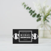 Black Minimalist Popular  Barber shop Visitekaartje (Staand voorkant)