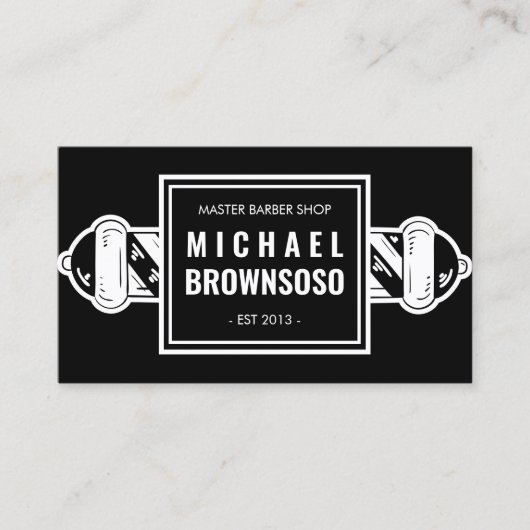 Black Minimalist Popular  Barber shop Visitekaartje (Voorkant)