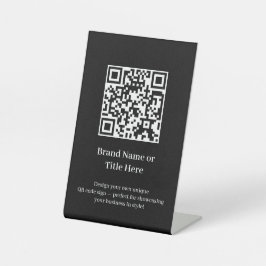 Black Minimalist QR Code | Modern Custom Business Reclamebord Met Voetstuk