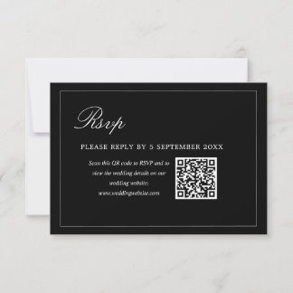 Black Minimalist QR Code RSVP Wedding Enclosure