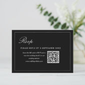 Black Minimalist QR Code RSVP Wedding Enclosure (Staand voorkant)