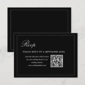 Black Minimalist QR Code RSVP Wedding Enclosure (Voorkant / Achterkant)