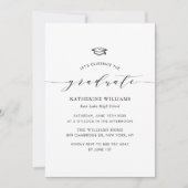 Black Minimalist Script Afstuderen Invitation Kaart (Voorkant)