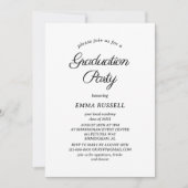 Black Minimalist Script Afstuderen Invitation Kaart (Voorkant)