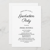 Black Minimalist Script Afstuderen Invitation Kaart (Voorkant / Achterkant)