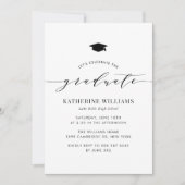 Black Minimalist Script Graduation Party Kaart (Voorkant)