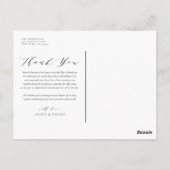 Black Minimalist Script Typography Weddenfoto Briefkaart (Achterkant)