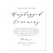 Black Minimalist Script Unplugged Wedding Ceremono