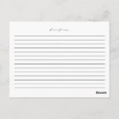 Black Minimalist Script Vrijgezellenfeest Recipe K Briefkaart (Achterkant)