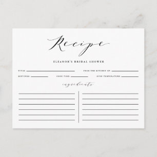Black Minimalist Script Vrijgezellenfeest Recipe K Briefkaart