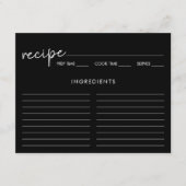 Black Minimalist Script Vrijgezellenfeest Recipe K Informatiekaartje (Voorkant)