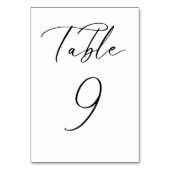 Black Minimalist Script Weddentable Number Card Kaart (Voorkant)
