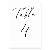 Black Minimalist Script Weddentable Number Card Kaart (Voorkant)