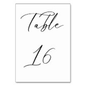 Black Minimalist Script Weddentable Number Card Kaart (Achterkant)