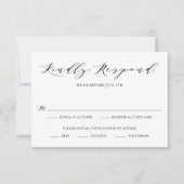 Black Minimalist Script Wedding RSVP Kaart (Voorkant)