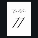 Black Minimalist Script Wedding Table Number 11 Kaart<br><div class="desc">Tabel 11. Elegant kaart met tabelnummers met zwart,  minimalistisch script. Dit zwarte en witte lijstaantal is perfect voor bruiloften,  afstuderen,  baby showers,  vrijgezellenfeesten en andere gebeurtenissen. Er zijn andere nummers en kleuren beschikbaar.</div>