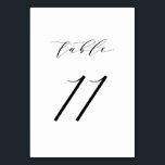 Black Minimalist Script Wedding Table Number 11 Kaart<br><div class="desc">Tabel 11. Elegant kaart met tabelnummers met zwart,  minimalistisch script. Dit zwarte en witte lijstaantal is perfect voor bruiloften,  afstuderen,  baby showers,  vrijgezellenfeesten en andere gebeurtenissen. Er zijn andere nummers en kleuren beschikbaar.</div>
