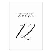 Black Minimalist Script Wedding Table Number 12 Kaart (Achterkant)