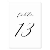 Black Minimalist Script Wedding Table Number 13 Kaart (Achterkant)