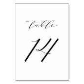 Black Minimalist Script Wedding Table Number 14 Kaart (Achterkant)