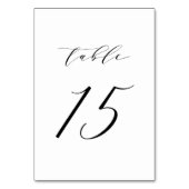 Black Minimalist Script Wedding Table Number 15 Kaart (Achterkant)