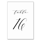 Black Minimalist Script Wedding Table Number 16 Kaart (Voorkant)
