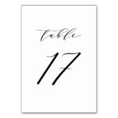 Black Minimalist Script Wedding Table Number 17 Kaart (Achterkant)