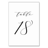 Black Minimalist Script Wedding Table Number 18 Kaart (Voorkant)